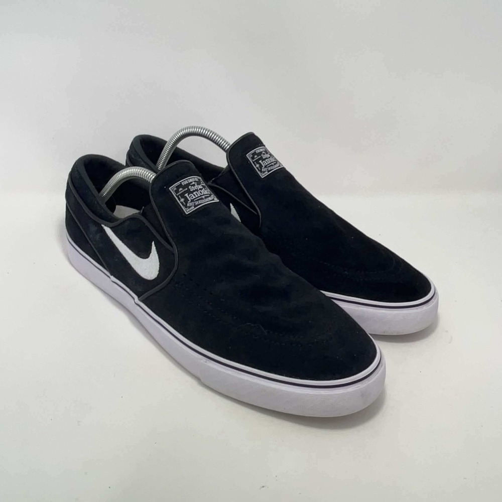 Nike SB Janoski+ Slip Men's 12 Black White Suede Skate Shoes FN5893-001 Slip On